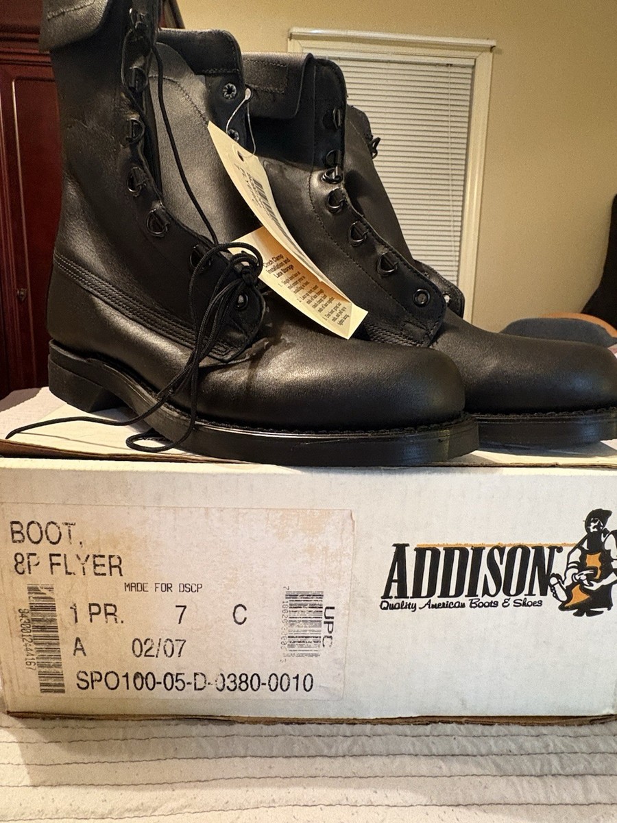 ADDISON Mens Black All Leather Military Flyers Boots, Size 7  display picture 1