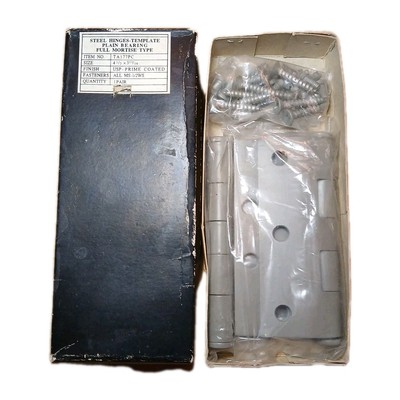 Vintage Steel Hinges Template Plaine Bearing Full Mortise Type 4 1/2 x 3 11/16