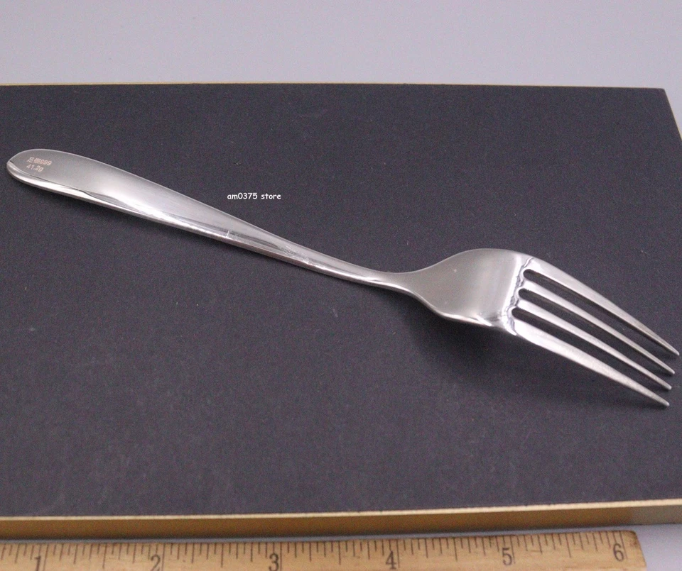 Tenedor de cena de plata fina maciza 999 vajilla vajilla tenedor de ensalada tenedor de frutas Foto 2 de 4