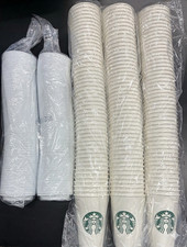 STARBUCKS disposable PAPER CUPS + Lids (16 oz...