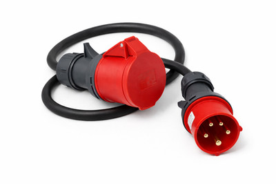 CEE Adapter Starkstrom  16 A Stecker auf 32 A Kupplung 1 Mtr. H07RN-F 5G2,5 