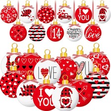 16 Pcs Valentine's Day Wood Ornaments 2D Heart Tree Decorations Romantic Decor