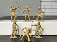 Vintage 1956 Marx Robin Hood Merry Men Playset Lot of (6) Tan 54mm MEDIEVAL