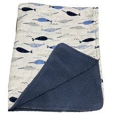 Just Born Baby Blanket Plush Swordfish Velour Sherpa Ocean Security Lovey