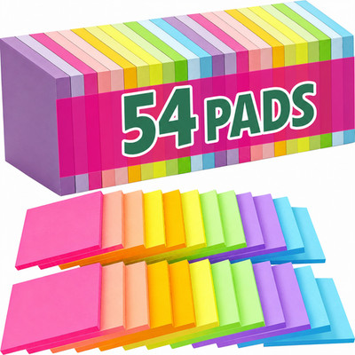 Post It Notes Pop-up, Sticky Notes, 3x3 Inches, Bright Colors Self-st (54 Pads)