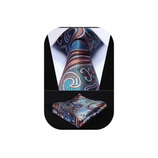 Paisley Tie Handkerchief Woven Classic Men's Necktie  Pocket Square SetBlue ...