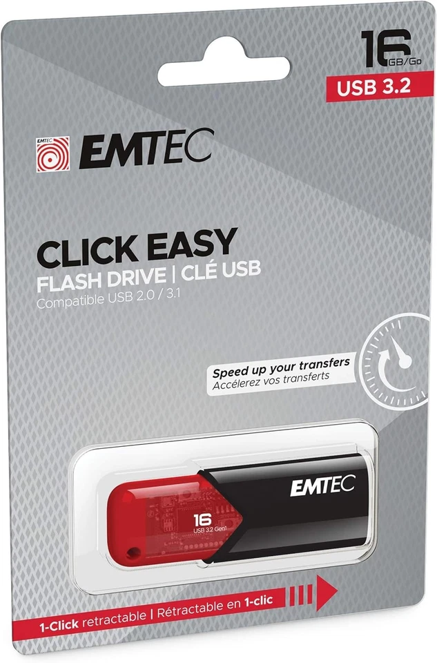 EMTEC Click Easy B110 USB 3.0 Flash Drive 16 GB Red - Image 2 of 4
