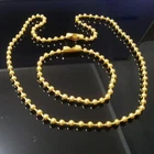 Gold 5mm Stainless Steel Ball Beads Chain  Necklace and Bracelet Jewelry Set
