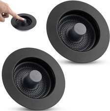 Universal 3 in 1 Kitchen Sink Drain Strainer Stopper Combo, 2PCS Matteblack Stai