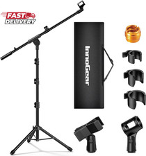 Innogear Microphone Stand, Tripod Boom Arm Floor Mic Stand Height Adjustable Hea