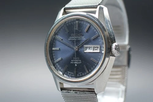 Vintage 1970 King SEIKO 5626-7040 Chronometer Blue Dial Mens Watch From JAPAN