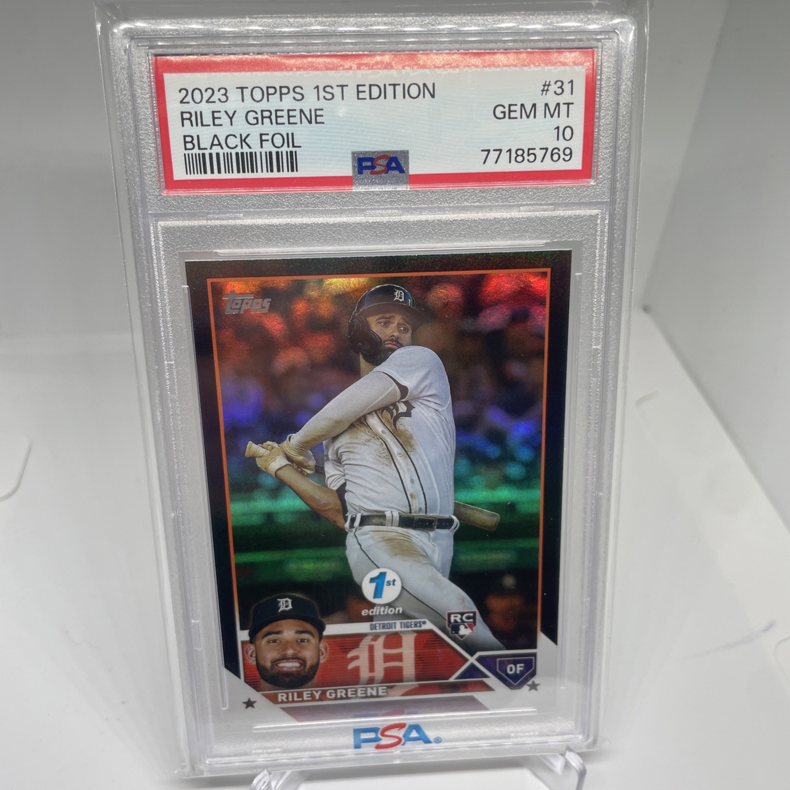 2023 Topps Series 1 1st Edition Riley Greene #31 Black Foil /25 (RC)