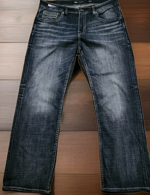 NWT BKE Jeans Mens 36x32 Tyler Bootcut Blue Denim Western Stretch Dark Wash