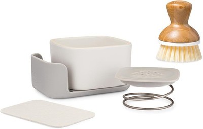 Bubble Up Combo-Family Safe,Formaldehyde-Free-Gray Ceramic Soap Dish