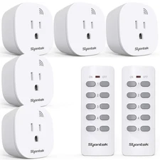 Wireless Remote Light Switch Outlet Kit, 5 Outlets + 2 Remotes, 100ft Range