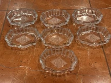 HEISEY YEOMAN ANTIQUE SALT CELLAR BUTTER CAVIAR PIN TRAY ASHTRAY GLASS SET 7 EUC