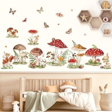Mushroom Wall Decals Woodland Butterflies Insects Wall Stickers Daycare Girls