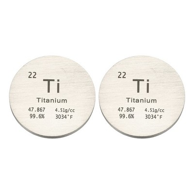 2Pcs Titanium Disc 1'' Ti Density Circle Sheets Plates for Collections