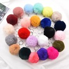 New Fluffy Plush Ball Keychain Faux Fur Lovely Pom Pom Handbag Pendant Key Rings