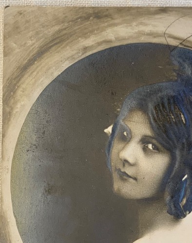 Antique Postcard Portrait Young Woman Tree RPPC Risqué Lace Camisole Bas Relief - Picture 6 of 9