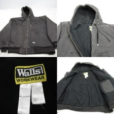 Walls Work Jacket Mens XXL Black Duck Rugged Canvas Chore Barn Full Zip Distress