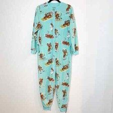 Nick Nora One Piece pajama sz S fleece ice skater monkey pockets zipper fun