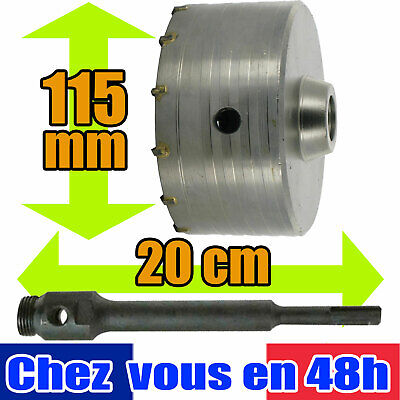 Kit de Forage Béton,trepan scie cloche 115 mm,tige 20 cm,brique,585485  124518