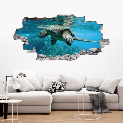 vr30 Kinder wandtattoo wanddurchbruch 3d Wohnzimmer Wandtattoo Meer Schildkröte