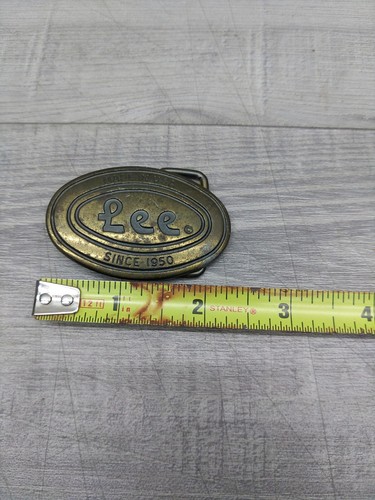 Vintage Lee Jeans Messing Gürtelschnalle 2,5" x 1,5" oval. Made In USA - Bild 11 von 12
