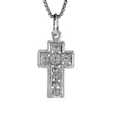 Sterling Silver Small Cross Pendant / Charm, Italian Box Chain