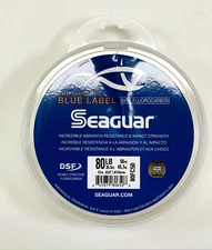 Seaguar Blue Label Fluorocarbon Leader Clear Fishing Line 50 Yards - 80 Lb.