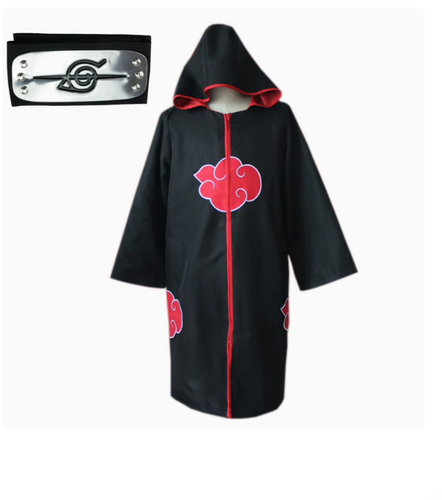 Cosplay Costume Hooded Akatsuki Uchiha Sasuke Cloak Ninja Robe with ...