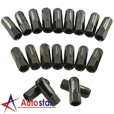 Black 20PCS M14X1.5 60MM Extended Forged Aluminum Wheel Rim Tuner Racing Lug Nut