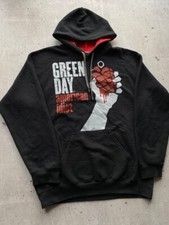 Vintage Green Day American Idiot Hoodie Punk Rock Band Y2K Black Size M