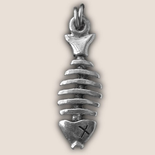 DEAD FISH SKELETON ZIPPER PULL biker leather jacket vest harley motorcycle - Picture 1 of 3