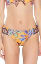 Becca Women's Yellow Tapestry Reversible Bikini Bottom  Size L L16222