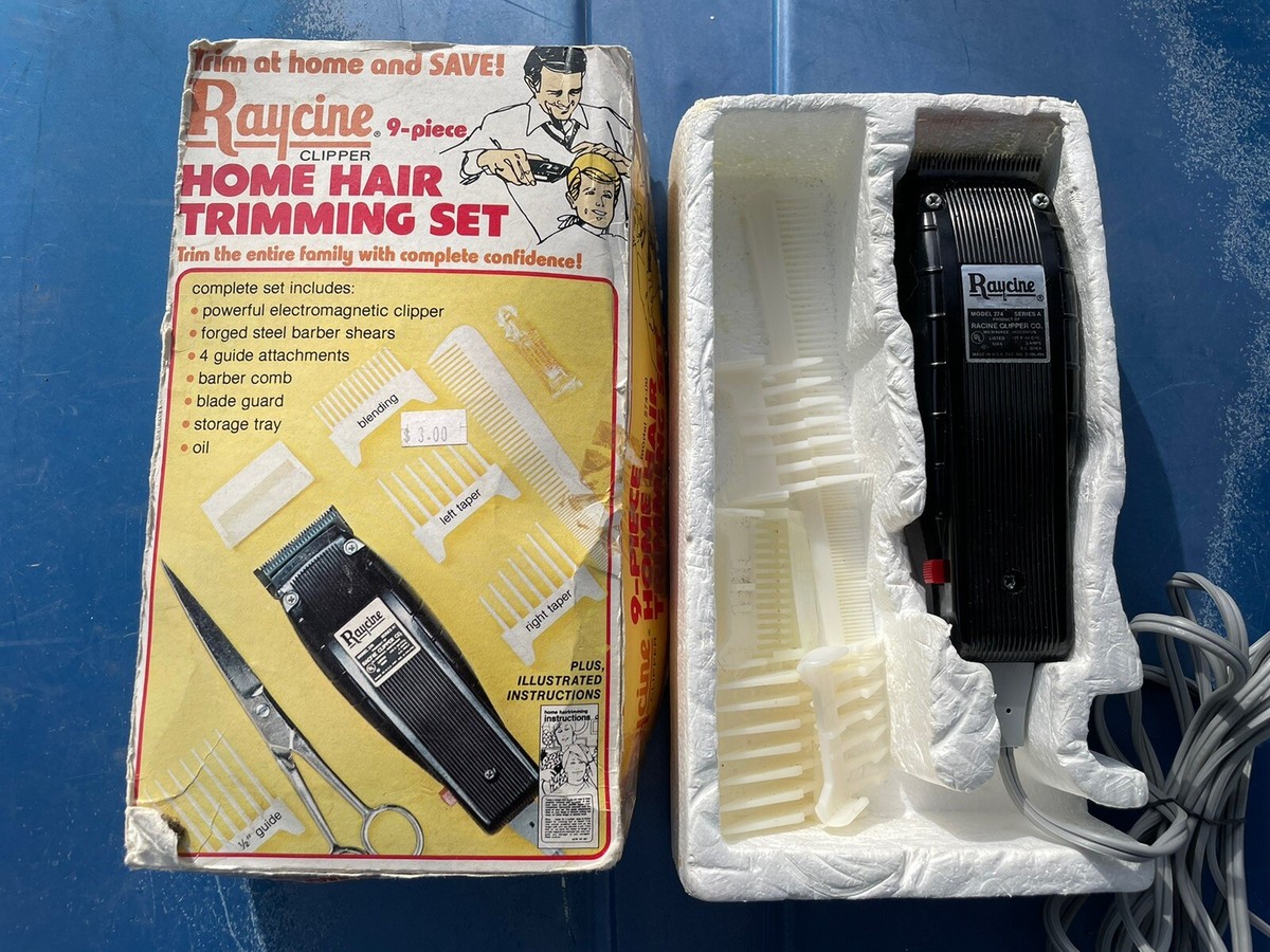 Vintage Sealed/NIB Raycine Hair Clipper Trimming Set 9 Piece Model