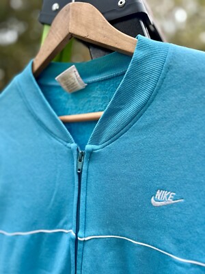 VTG 1980s NIKE Tracksuit Top FULL ZIP TURQUOISE BLUE Women's Size