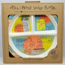 Spill-Proof Baby Plate Melamine Suction Cup Base Car Truck Bus Bike Sugar Booger