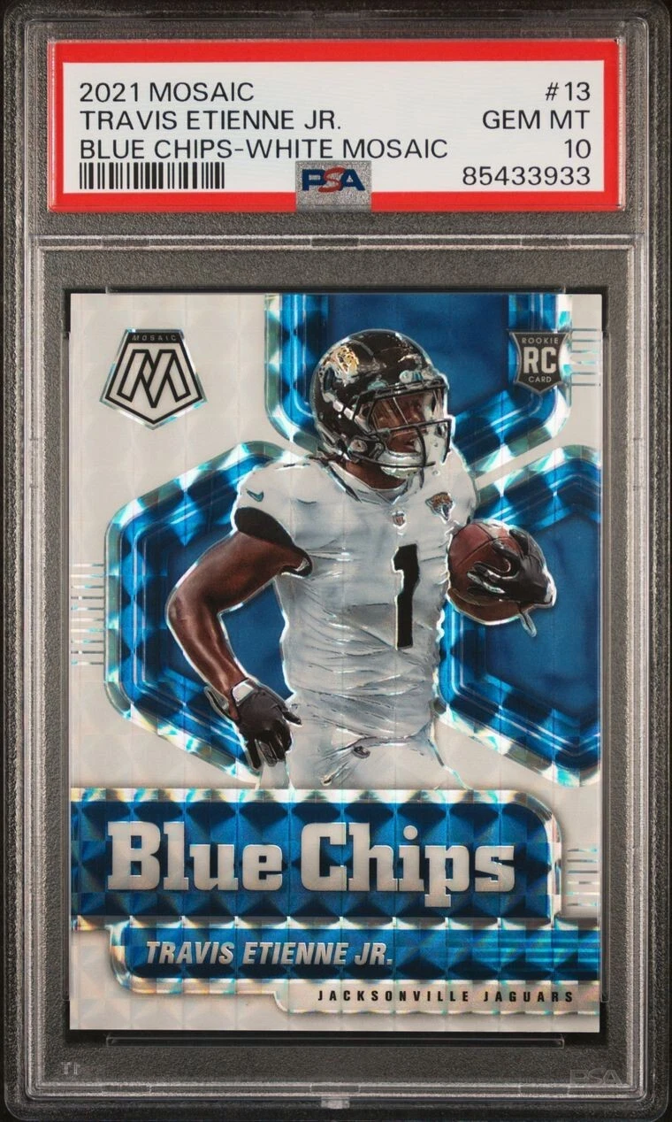 Travis Etienne Panini Mosaic Blue Chips #13 White Mosaic