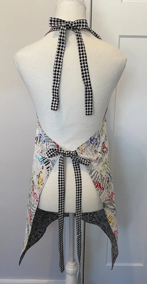 Reversible APRON Music Notes Piano Swirls Ties In Back Size Teen/ADULT - Image 4 of 4