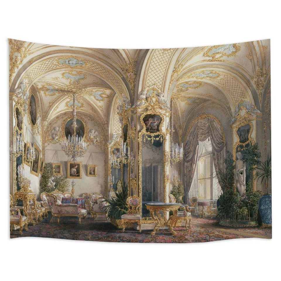 Póster artístico colgante de pared tapiz extra grande jardín palacio francés medieval Foto 3 de 4