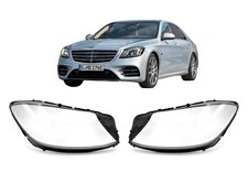 Mercedes W222 Headlight. Headlamp Lens Cover Glass replacement pair. Left+Right
