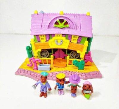 1994 Bluebird Polly Pocket beleuchtetes Pferdehaus komplett funktionierendes Spielset Spielzeug Vintage