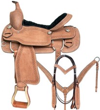 Premium quality Leather Western Barrel Racing Horse Tack Saddle All Sizes.
