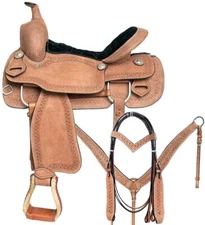 Premium quality Leather Western Barrel Racing Horse Tack Saddle All Sizes.