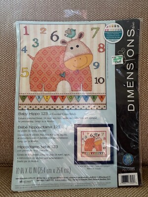 Dimensions Baby Hippo 123 Counted Cross Stitch Kit 14 Count 2013 Sealed
