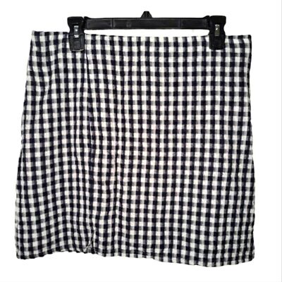 American Eagle Black and White Plaid Linen Blend Skirt Size Large