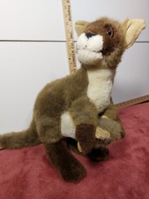 Kangaroo Brown Gray Mom And Baby Joey Plush By Sherwood Brand Toys 12 Tall