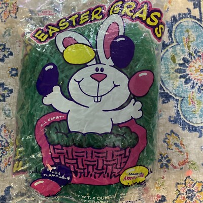 NOS Vintage Easter grass green plastic, made in USA 